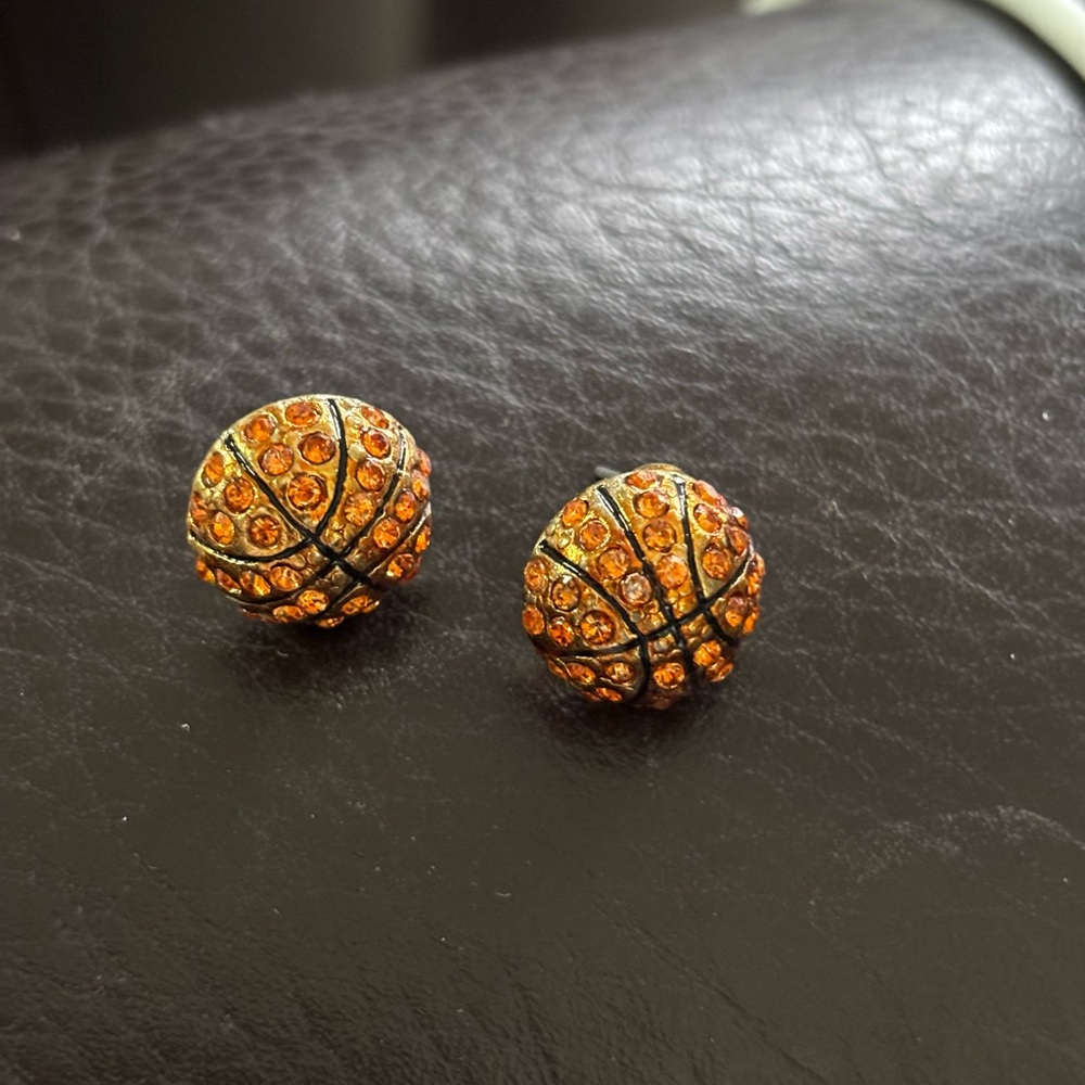 Basketball Rhinestone Earrings - Picture 3 of 5